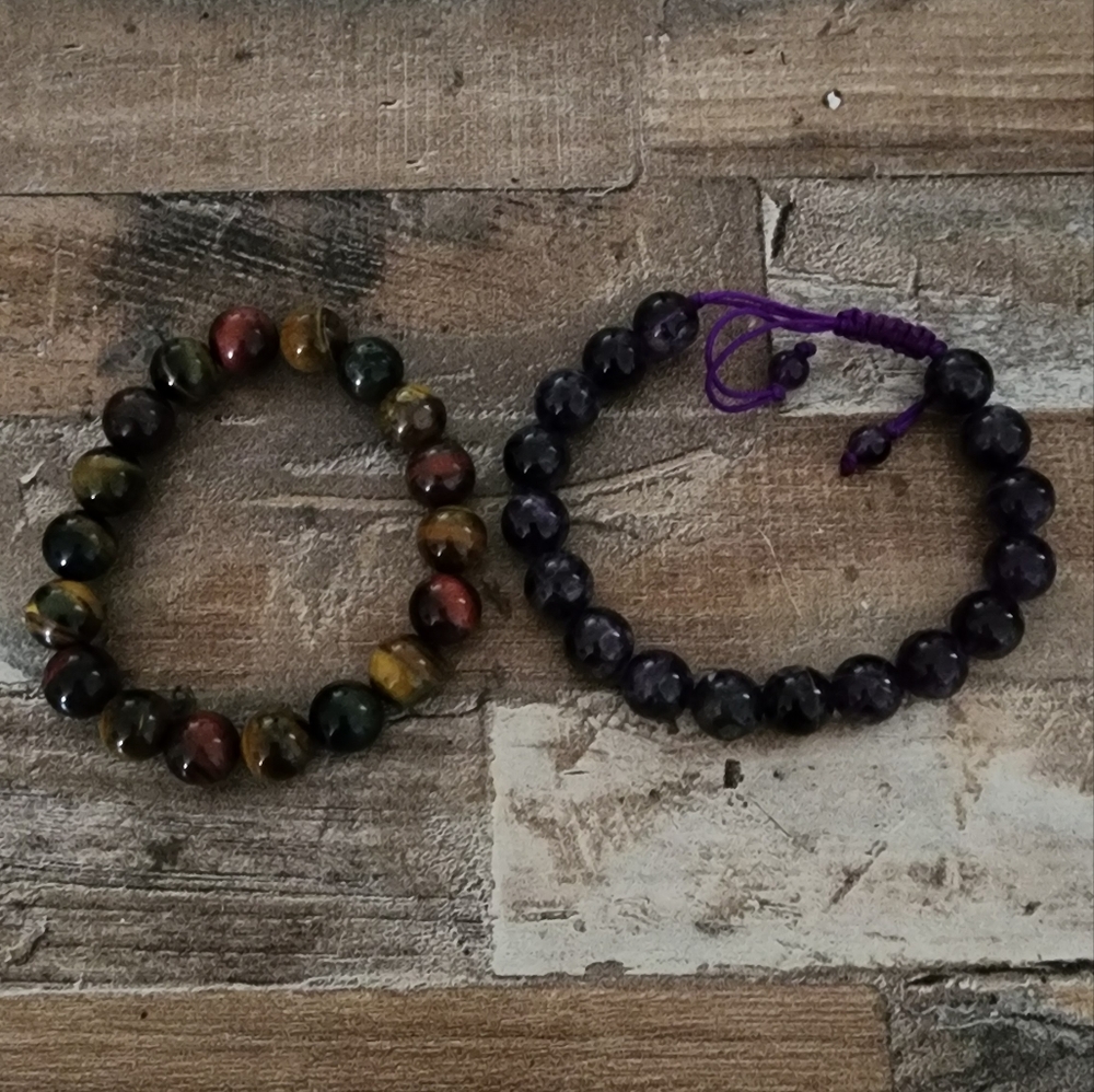 Purple and Multicolor Beaded Bracelets